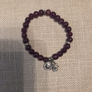 Purple Beaded Bracelet with Charms
